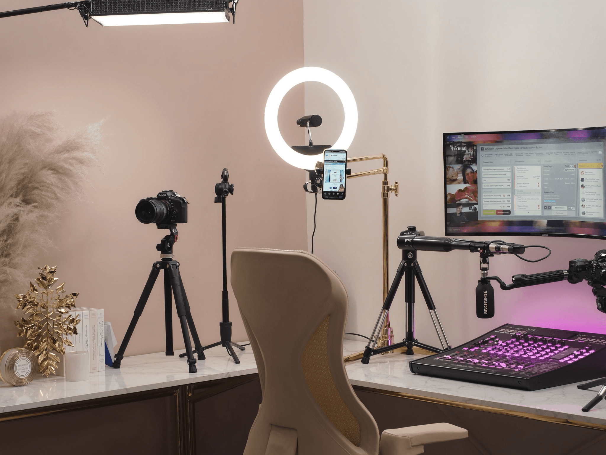 Setup réel d'un créateur TikTok Live accompagné par EKAA